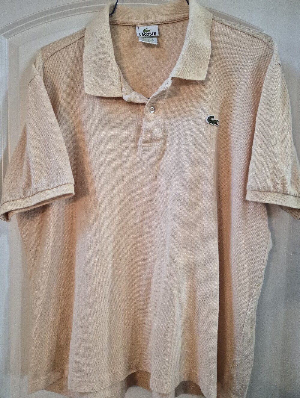 Vintage Lacoste Classic Fit Pique Polo Shirt Beige Tan Size 7 XXL